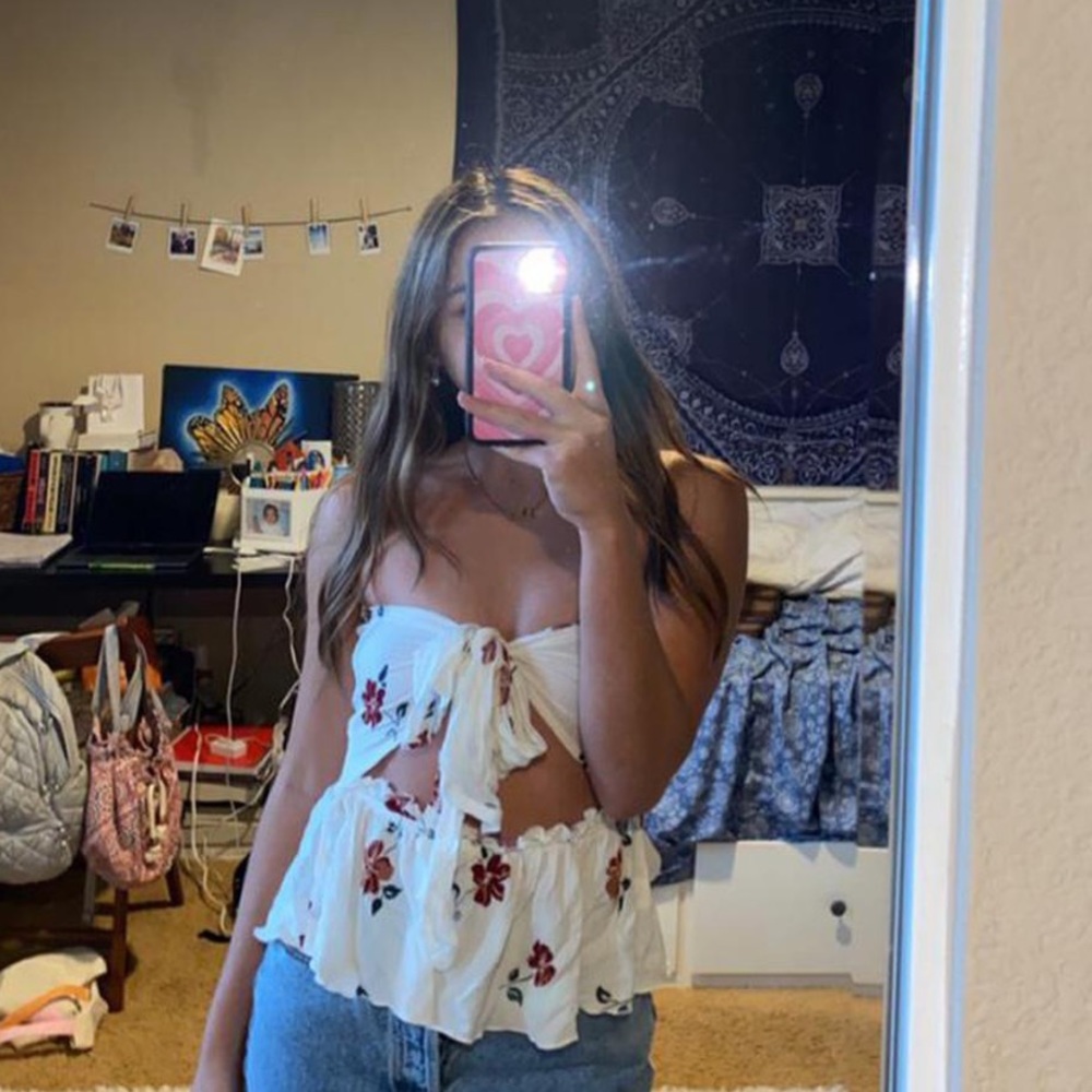 Floral tube top with open tied in the back from PacSun!